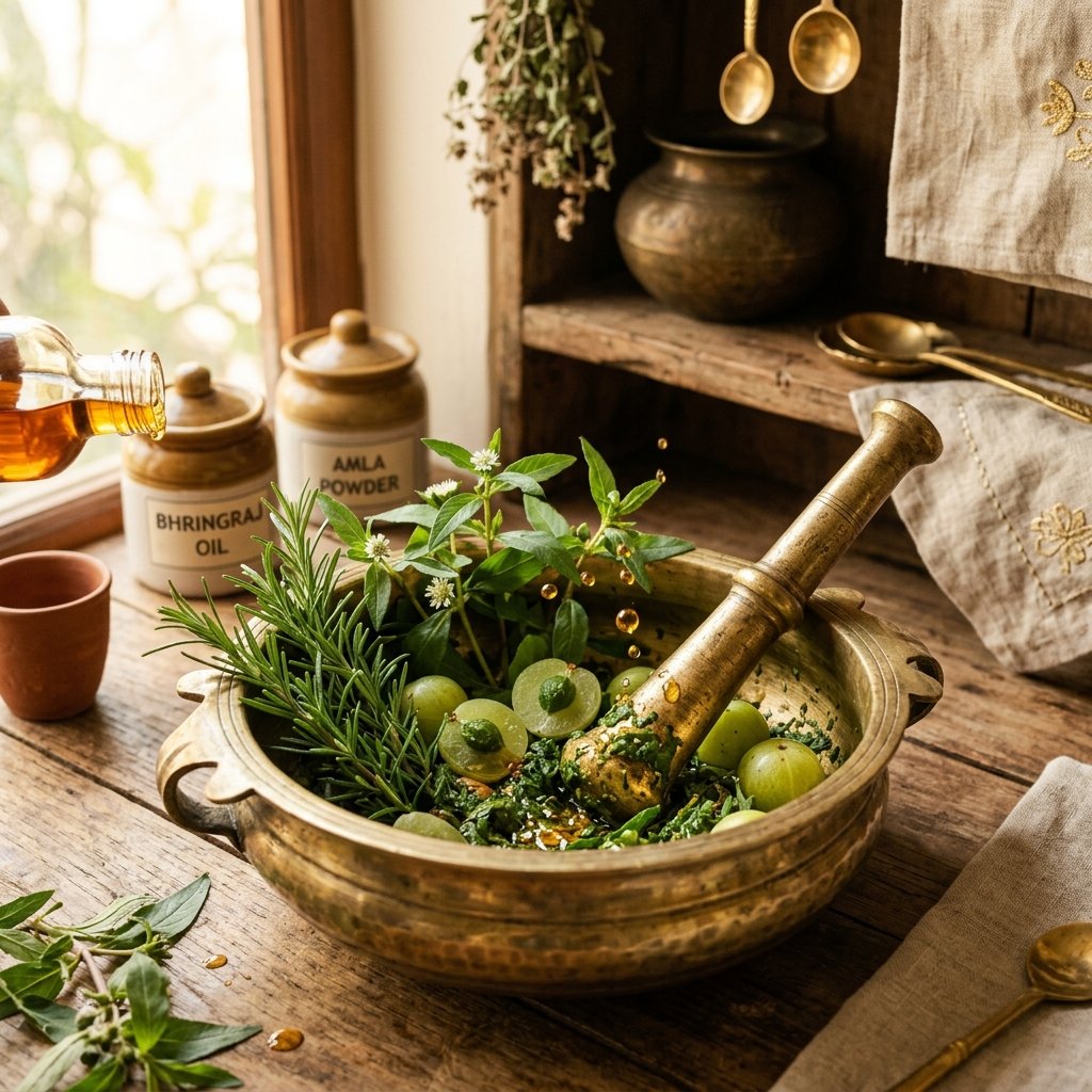 Fresh Ayurvedic Herbs Preparation